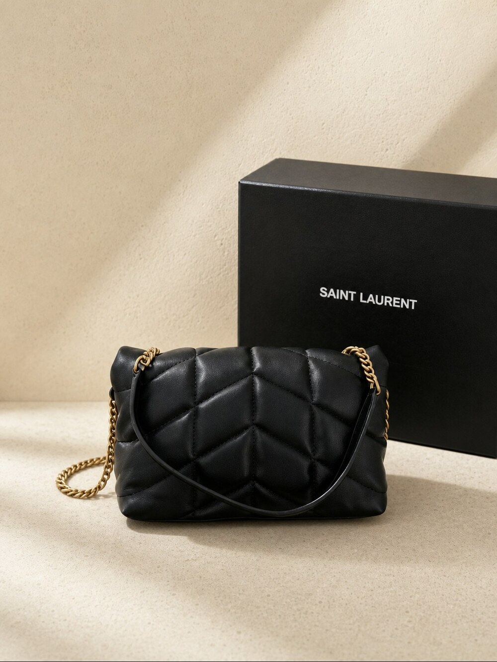 Yves Saint Laurent 577476 1EL0J 1000 Black Puffer Small Chain Bag - Picture 3 of 6